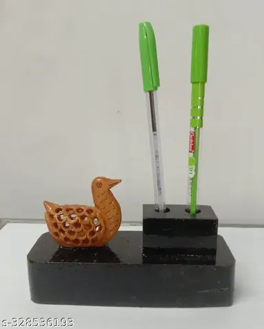 Wooden Pen Stand | Special Jali Duck Design Desk Organizer | Compact Office Table Accessory thumbnail 3