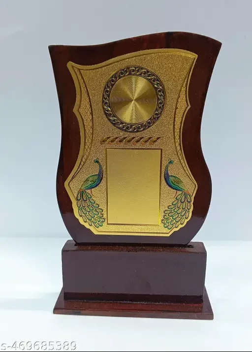 Twin Peacock Red Trophy Wooden Award | Sports and Academic Achievement Trophy image 1