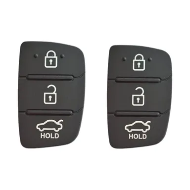 Plastic 3Button Flip Key Rubber Pad for Hyundai I20, Verna, Xcent, iGen, Sport, Magna | Black Medium | Pair of 2 Pieces | Fly Master thumbnail 0