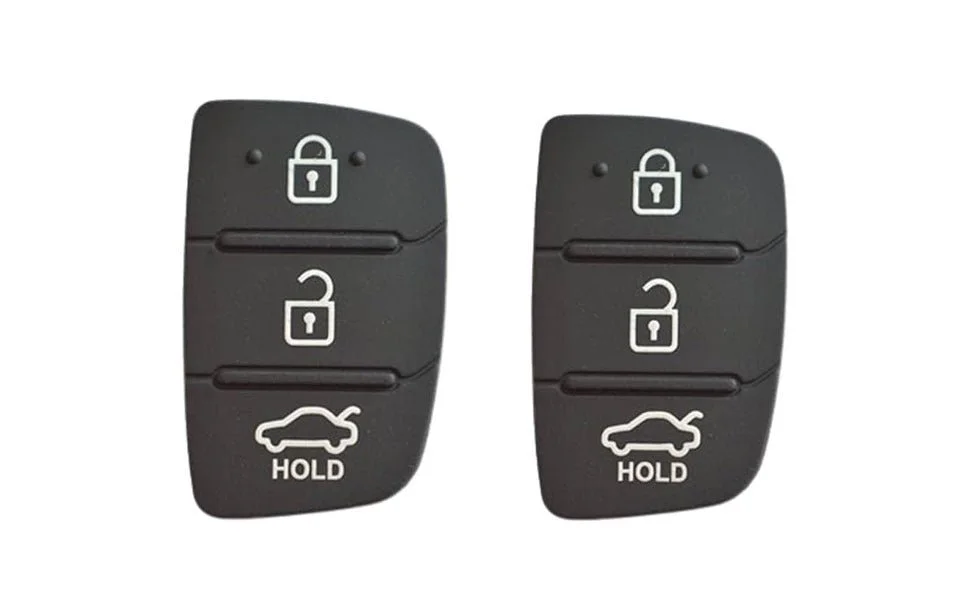 Plastic 3Button Flip Key Rubber Pad for Hyundai I20, Verna, Xcent, iGen, Sport, Magna | Black Medium | Pair of 2 Pieces | Fly Master image 4