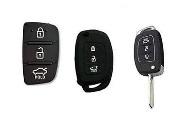 Plastic 3Button Flip Key Rubber Pad for Hyundai I20, Verna, Xcent, iGen, Sport, Magna | Black Medium | Pair of 2 Pieces | Fly Master thumbnail 4