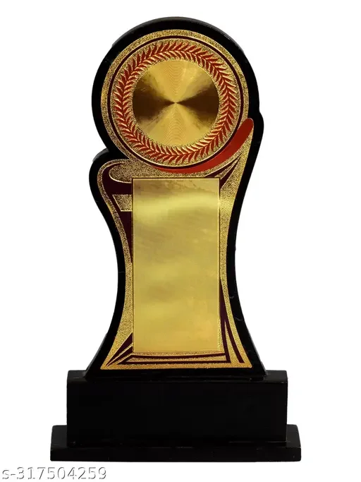Golden Round Pillar Wooden Trophy | Educational Sports Award image 1