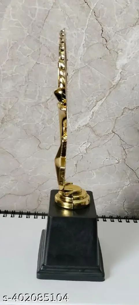 Golden Trophy Small with Black Stand | 3 Humans Sun Star Plastic Award Trophy image 3