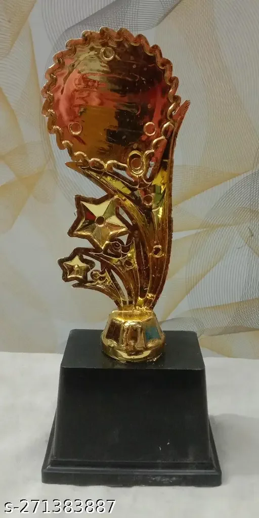 Golden 3 Human 2 Star Trophy | Sports and Academic Achievement Plastic Trophy for Gifting image 3