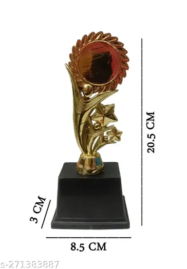 Golden 3 Human 2 Star Trophy  | Sports and Academic Achievement Plastic Trophy for Gifting thumbnail 3