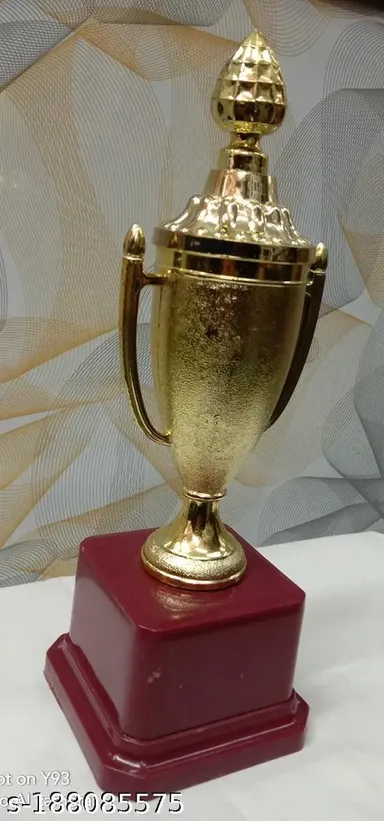 Golden Cap Cup Big Sports Trophies | Fiber Trophy with Red Plastic Stand for Sports Awards  thumbnail 1