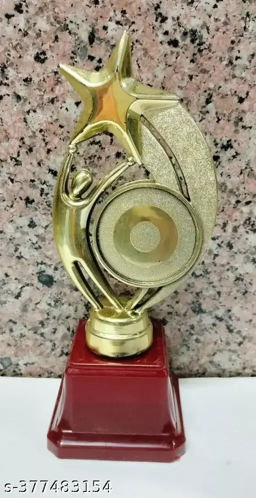 Golden Trophy Curved Human Star Medium | PVC Sports Award Trophy Gift image 1