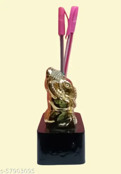 Diamond Ganesh Penstand Wooden Ganesh Idol for Office Table | Best Ganesh Pen Holder for Office Gifting image 3