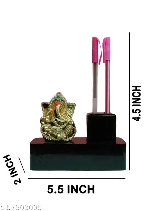 Diamond Ganesh Penstand Wooden Ganesh Idol for Office Table | Best Ganesh Pen Holder for Office Gifting image 4