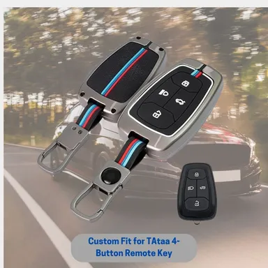 Premium Metal Key Cover for Tata Harrier, Safari, Nexon | Fly Master Stylish Durable Protective 4 Button Smart Key Case thumbnail 2