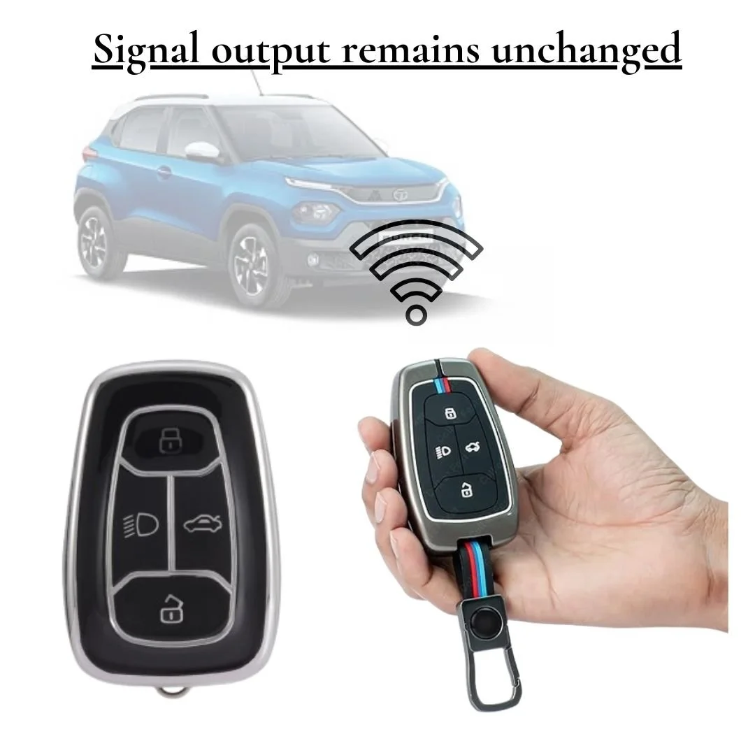 Premium Metal Key Cover for Tata Harrier, Safari, Nexon | Fly Master Stylish Durable Protective 4 Button Smart Key Case image 4