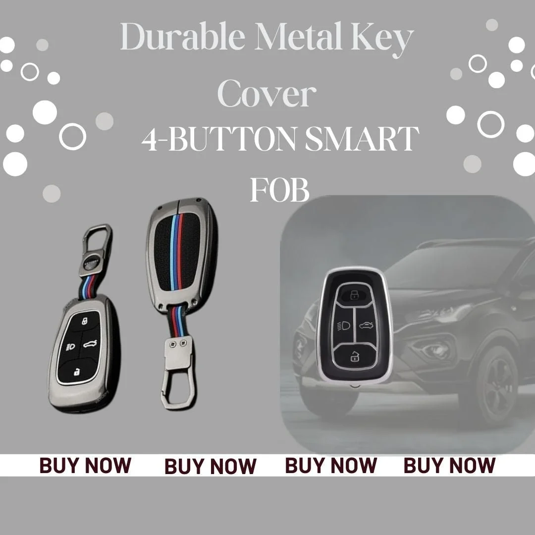 Premium Metal Key Cover for Tata Harrier, Safari, Nexon | Fly Master Stylish Durable Protective 4 Button Smart Key Case image 5
