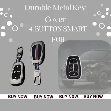 Premium Metal Key Cover for Tata Harrier, Safari, Nexon | Fly Master Stylish Durable Protective 4 Button Smart Key Case thumbnail 4