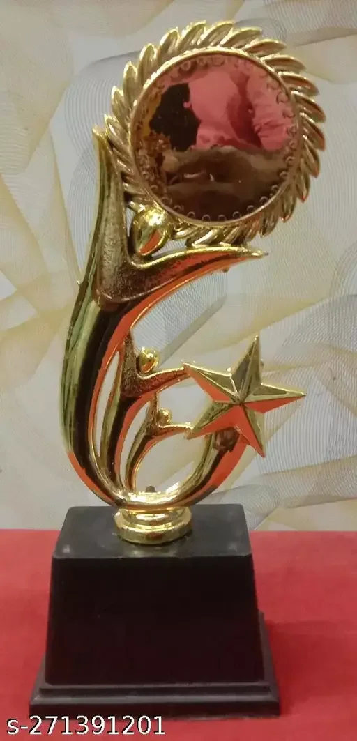 Golden Trophy 3 Human Figure with Sun Star | Sports Award Plastic Trophy Big Size by Ipshopy image 1