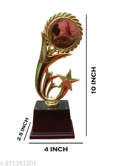 Golden Trophy 3 Human Figure with Sun Star | Sports Award Plastic Trophy Big Size by Ipshopy thumbnail 2