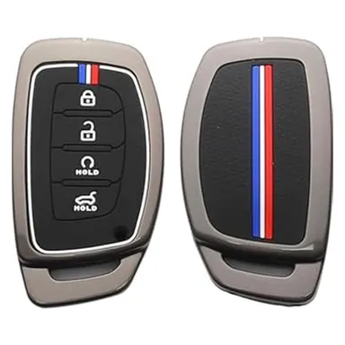 Hyundai Car Key Cover Metal Soft Shell 4 Button Smart Key Full Protection | Compatible Creta i20 Venue Elantra Tucson | Fly Master thumbnail 1