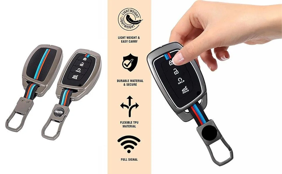 Hyundai Car Key Cover Metal Soft Shell 4 Button Smart Key Full Protection | Compatible Creta i20 Venue Elantra Tucson | Fly Master image 5