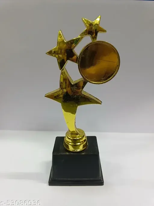 3 Star Golden Trophy PVC Fiber | Star Achiever Appreciation Award image 1