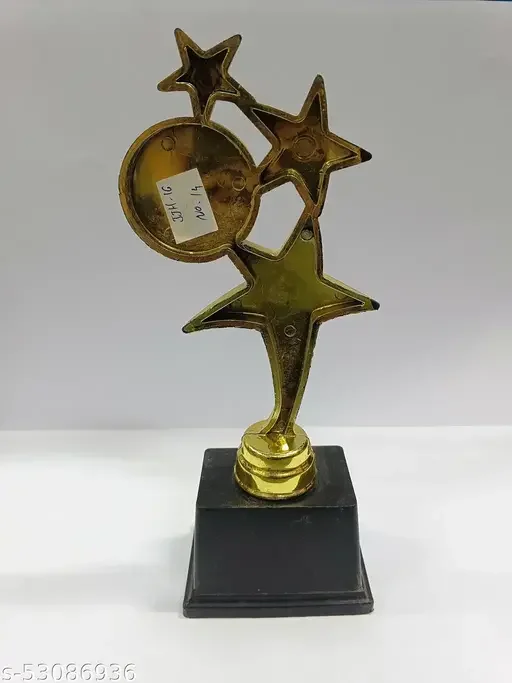 3 Star Golden Trophy PVC Fiber | Star Achiever Appreciation Award image 2