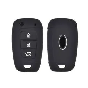 Hyundai i20, Verna, Kona 3 Button Flip Key Silicone Cover | Black Protective Case | Easy to Use | Fly Master thumbnail 2