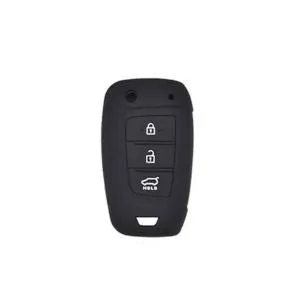 Hyundai i20, Verna, Kona 3 Button Flip Key Silicone Cover | Black Protective Case | Easy to Use | Fly Master thumbnail 3