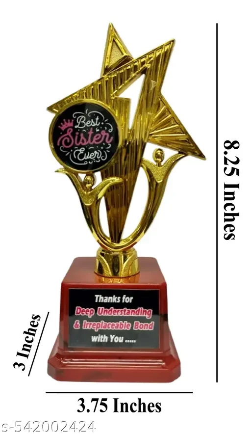 Beloved Sister Trophy (M) | Best Sister Gift | Gold Star Trophy for Sister, Appreciation Award image 1
