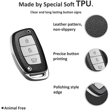 Hyundai Creta Accessories | i10 Grand, i20 Elite Key Cover | Stylish Hyundai Car Key Fob Protection | Buy Hyundai Xcent, Verna 4S, Tucson, Elantra Accessories thumbnail 1