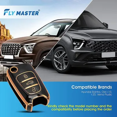 Hyundai Elantra, Old i10, i20, Verna, Fluidic Car Key Cover | Durable Key Protector | Car Accessories by Fly Master thumbnail 1