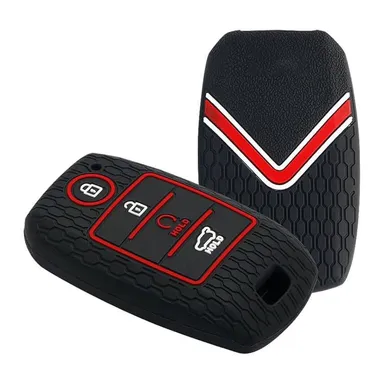 Silicone Key Cover for Kia Seltos | Sonet 2020 | Carens 4 Button Smart Key | Protective Silicone Case Red by Fly Master thumbnail 0