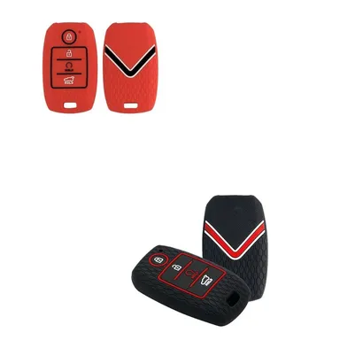 Silicone Key Cover for Kia Seltos | Sonet 2020 | Carens 4 Button Smart Key | Protective Silicone Case Red by Fly Master thumbnail 2
