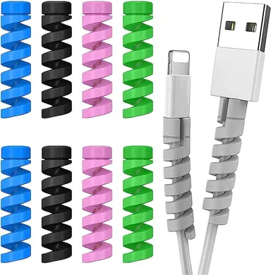 Cable Saver Spiral Charger Cable Protector Data Cable Charging Cord Protective Multi Color Pack of 2 8 Pieces thumbnail 1