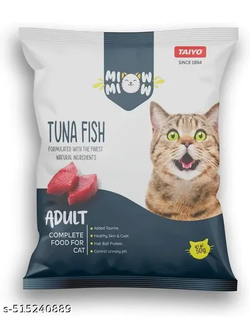 BILLI Adult Cat Food Real Chicken 500g | MIOW MIOW Adult Tuna Fish 50gm Pack of 6 | Complete Dry Cat Food with Natural Ingredients for All Breeds, Healthy Skin & Coat. image 2