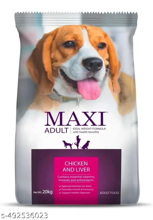 Maxi Adult Dry Dog Food Chicken & Liver 500gm | Best Quality Dog Food for Adult Dogs image 1