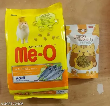 Me-O Adult Dry Cat Food Mackerel Flavour 450gm | Miow Miow Krispy Crackers Biscuits Crab Flavour | Best Quality Food for All Cat Breeds thumbnail 0