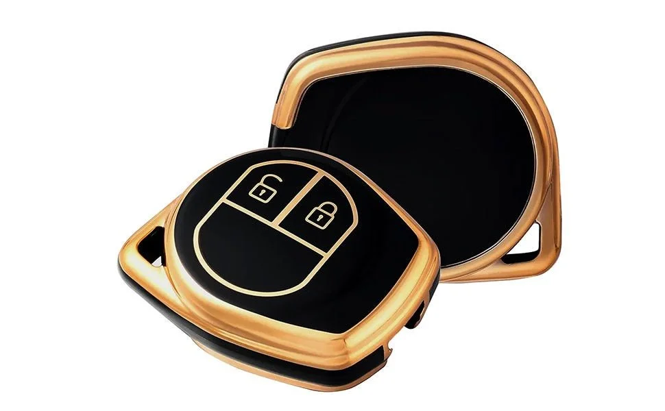 TPU Car Key Cover for Maruti Suzuki Alto, Baleno, Celerio, Ciaz, Swift Dzire, Ertiga, Ignis, Ritz, Swift, SX4, Vitara Brezza, 2 Button Key Cover (Black) | Fly Master image 1
