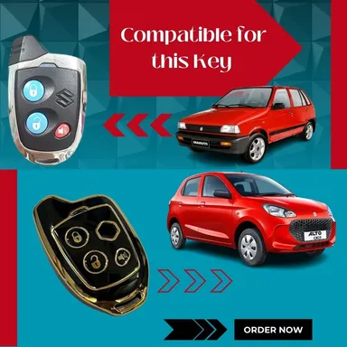 TPU Key Cover for Suzuki Swift, Dzire, Ritz, WagonR, S Cross, Ertiga, Ciaz, Celerio, Baleno, Vitara Brezza | Nippon Remote Key Protection | Black | Fly Master thumbnail 3