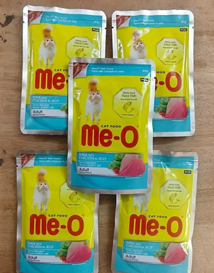 Me-O Premium Cat Gravy Adult Tuna With Chicken & Jelly 80gm Pack of 5 | Healthy Wet Cat Food for All Breeds image 1