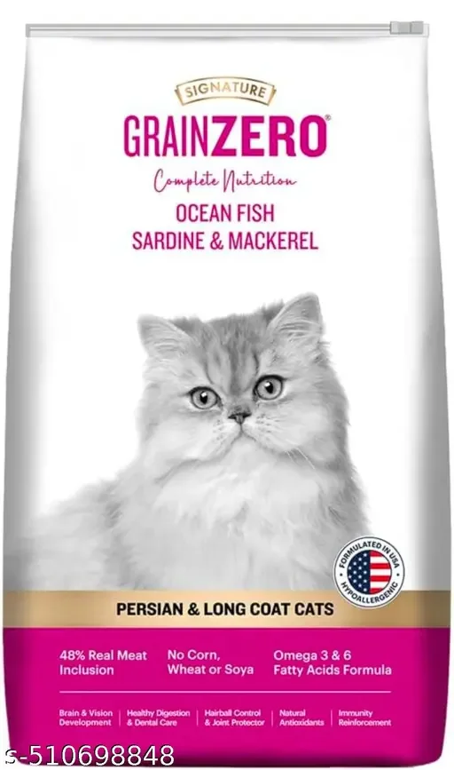 Grain Zero Signature Ocean Fish Dry Cat Food for Persian & Long Coat | Me-O Chicken Liver Cat Treats | Premium Hypoallergenic Cat Food All Life Stages image 3