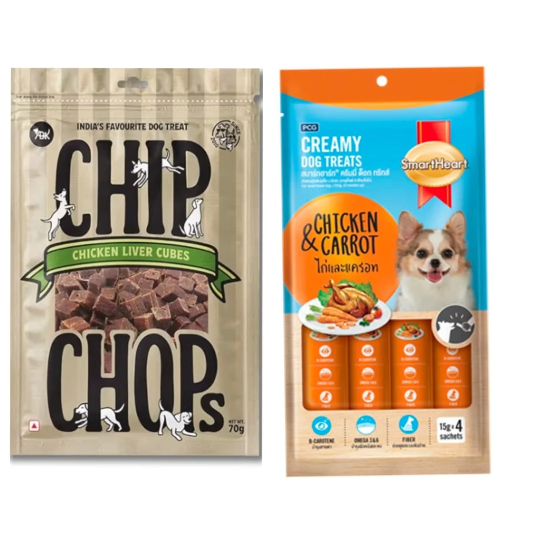Chip Chop Chicken Liver Cubes 70g Dog Treats | Chip Chops Premium Nutritional Snacks For All Dog Breeds |Smart Heart Creamy Chicken & Carrot Flavor Rich In Protein Dog Treats image 1