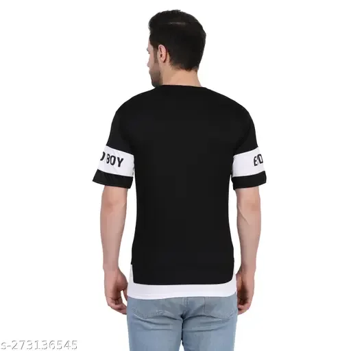 SPARK ROCKER Men's Black Print Tshirt | Poly Blend Short Sleeve Tshirt for Men Stylish Printed Tshirt image 4