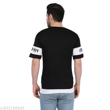 SPARK ROCKER Men's Black Print Tshirt | Poly Blend Short Sleeve Tshirt for Men Stylish Printed Tshirt thumbnail 3
