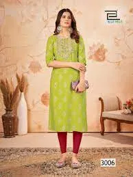Monika Fashion Women Printed Straight Kurta |Viscose Rayon, 3/4 Sleeve, Round Neck, Casual Wear Below Knee Length thumbnail 0
