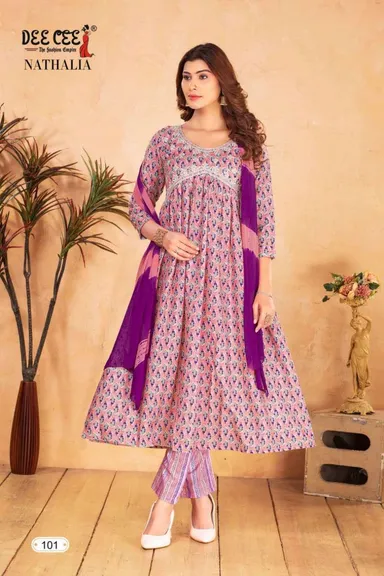 DEECEE NATHALIA Kurtis for ladies | Embroidered Kurti with Pant and Dupatta | Plus Size Kurtis in Surat thumbnail 0