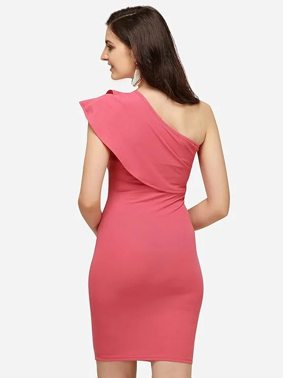 Diva Fashion Polyester Plain| One Shoulder Mini Western Dress for Women image 3