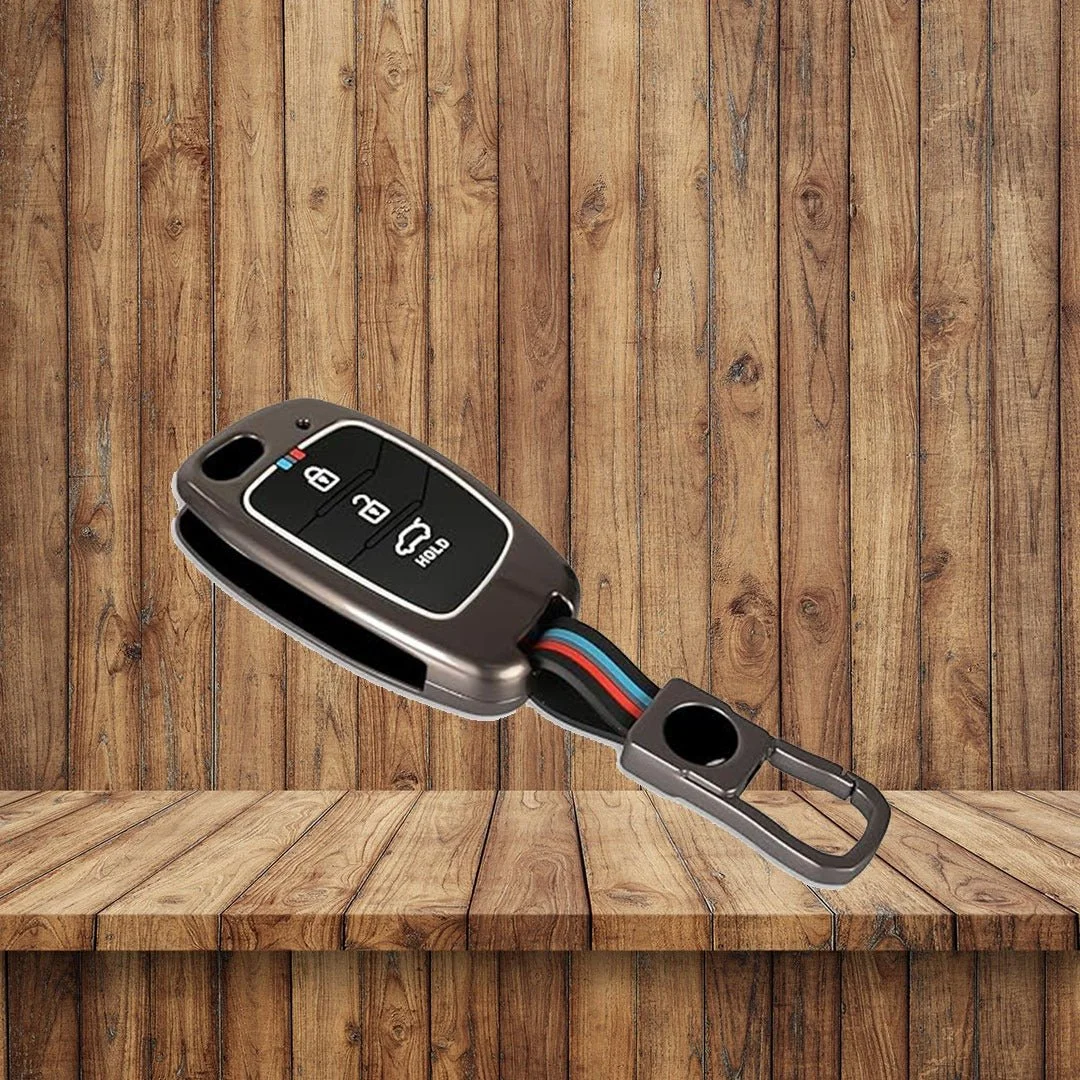 Metal Silicon Key Cover Hyundai 3-Button Smart Flip Key | Compatible with Creta Venue Tucson Alcazar i20 Grand i10 Nios Aura Xcient Exter | Durable Flip Key Protection image 2