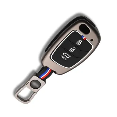 Metal Silicon Key Cover Hyundai 3-Button Smart Flip Key | Compatible with Creta Venue Tucson Alcazar i20 Grand i10 Nios Aura Xcient Exter | Durable Flip Key Protection thumbnail 3