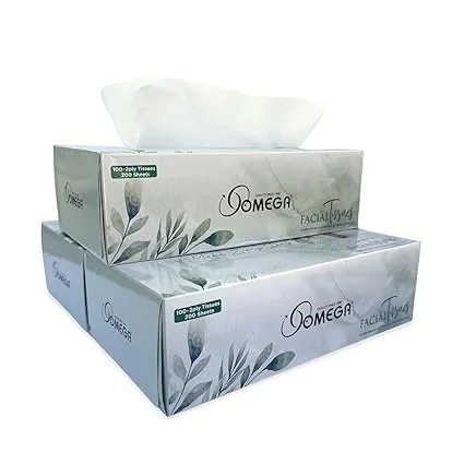 Omega Facial Tissues | Soft 2-Ply Virgin Paper Tissues Pack of 3 | Gentle Facial Tissue Box for Home Office Car | 300 Pulls by Omega image 1
