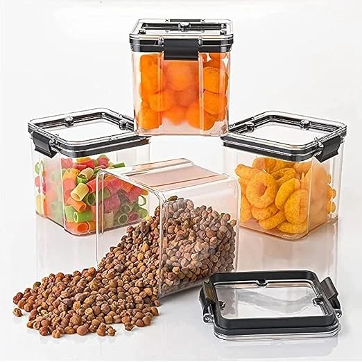 Air Tight Containers for Kitchen Storage Set | Plastic Storage Boxes for Food Organization | Transparent Food Container Kitchen Accessories 400 ml (4 Pic) image 1