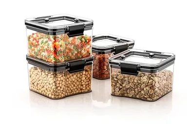 Air Tight Containers for Kitchen Storage Set | Plastic Storage Boxes for Food Organization | Transparent Food Container Kitchen Accessories 400 ml (4 Pic) thumbnail 2