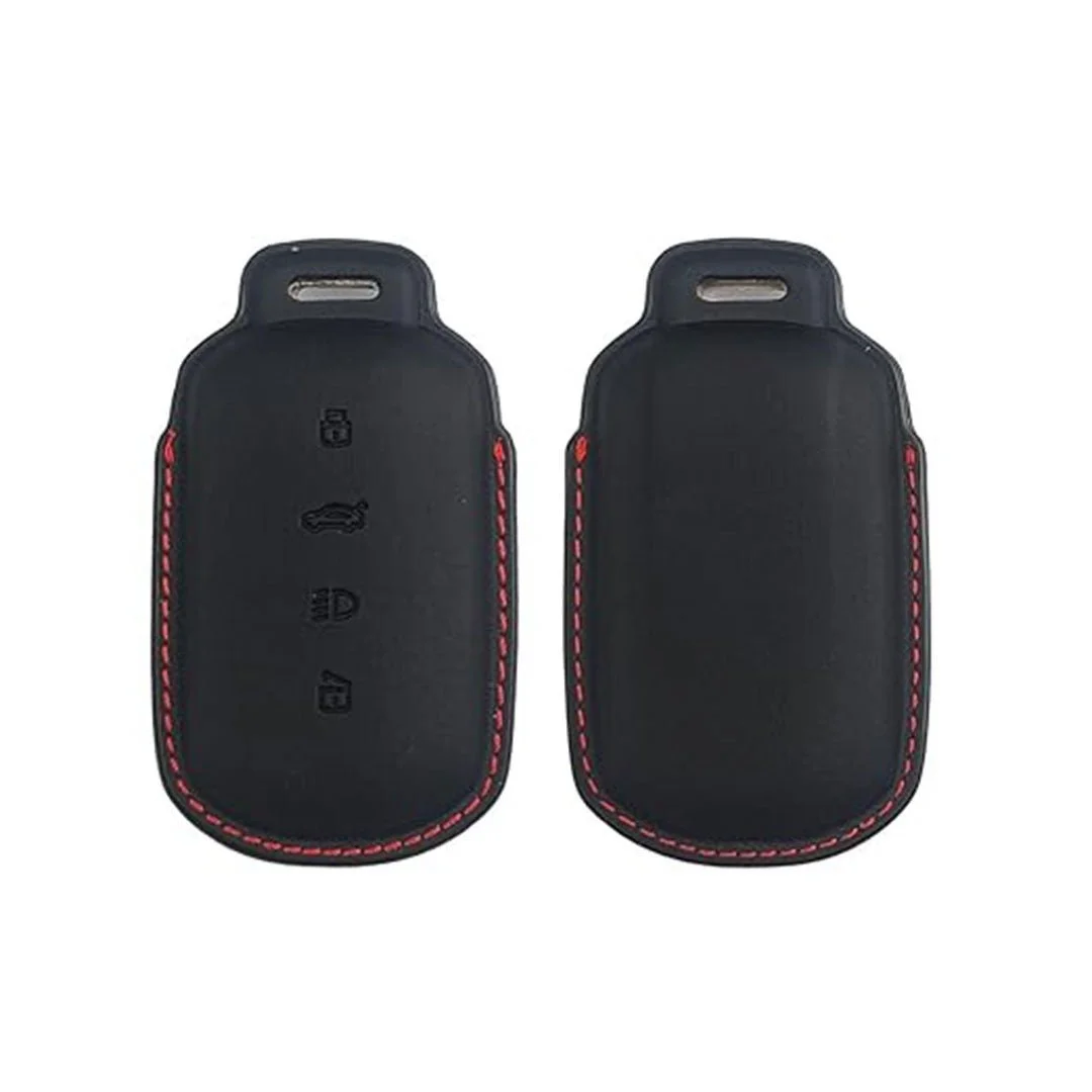 Premium Leather Key Cover Tata Curvv | Fly Master Stylish 4 Button Smart Key Case Black for Curvv EV Protection image 1